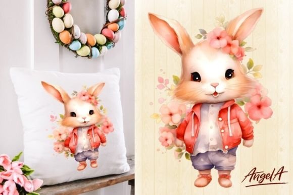 Download Cute Easter Floral Bunny Boy Clipart Png - Cute Collection