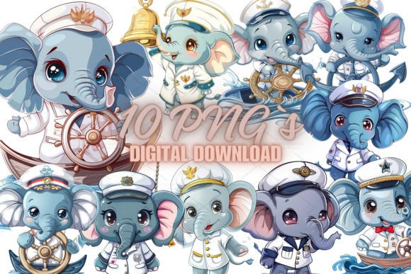 Download Cute Elephant Captain Clipart, PNG 6S-15 - Cute Collection