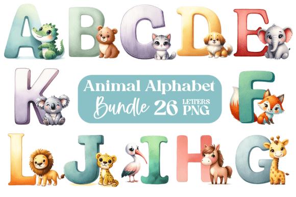 Download Cute Animal Alphabet Clipart PNG Bundle - Cute Collection