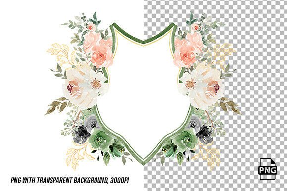 Download Watercolor Crest Floral Wedding PNG - Premium Resources