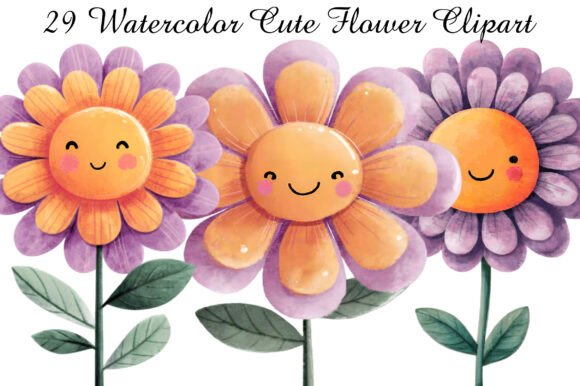 Download Watercolor Cute Flower Clipart - Cute Collection
