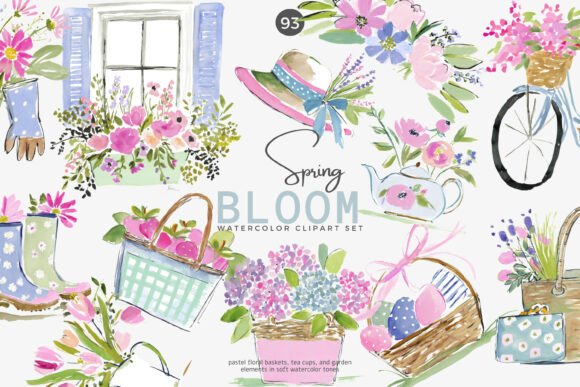 Download Spring Bloom Watercolor Clipart Set I - Spring bloom Collection