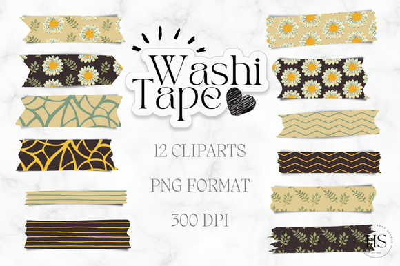 Download 12 Cute Flowers Washi Tape PNG Bundle - Cute Collection