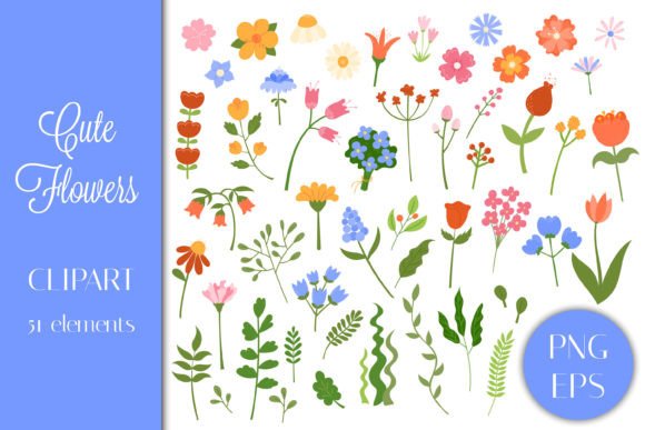 Download Cute Flowers PNG EPS Clipart Bundle - Cute Collection