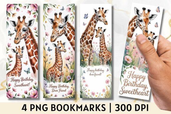 Download Cute Giraffe Birthday Children Bookmark - Cute Collection