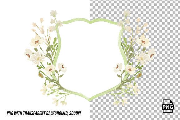 Download White Wildflowers Watercolor Crest PNG - Premium Resources