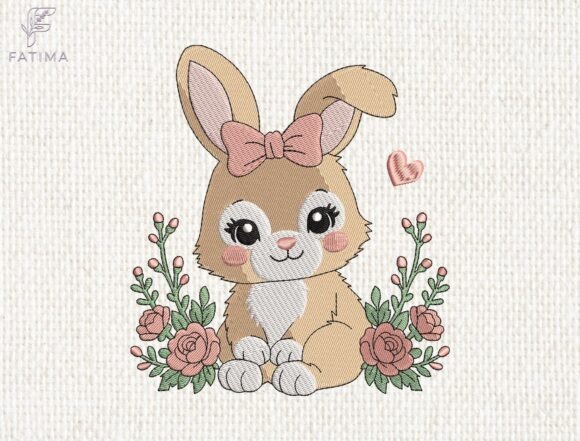 Download Cute Floral Rabbit Embroidery Design - Cute Collection