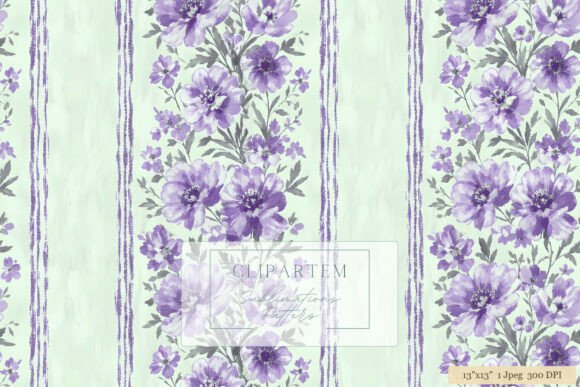 Download Purple Floral Stripe Sublimation Pattern - Premium Resources