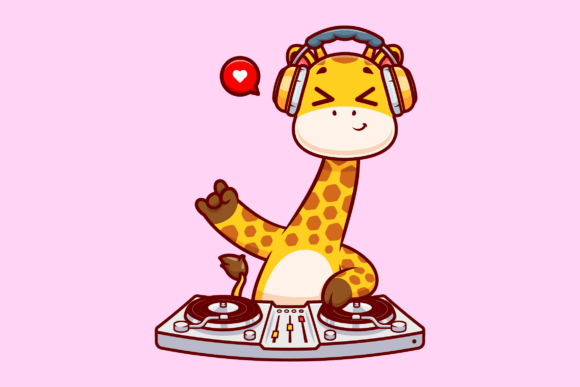 Download Cute Giraffe Playing Dj Electronic Music - Cute Collection