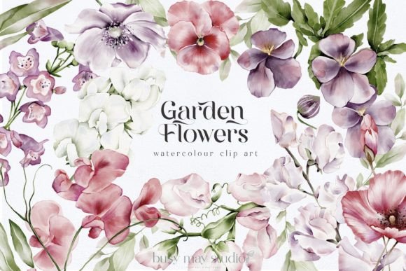 Download Garden Flowers Watercolour Clip Art PNG - Watercolour Collection