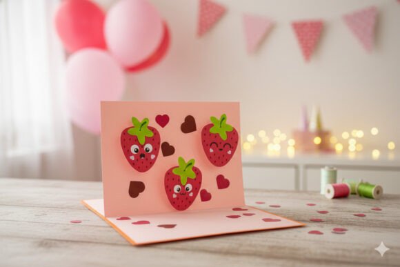 Download Pop-up Card - Cute Strawberries - Cute Collection