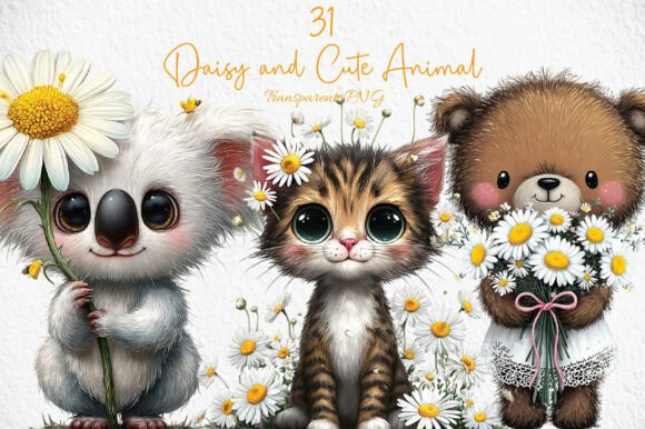 Download Daisy and Cute Animal Clipart PNG - Cute Collection