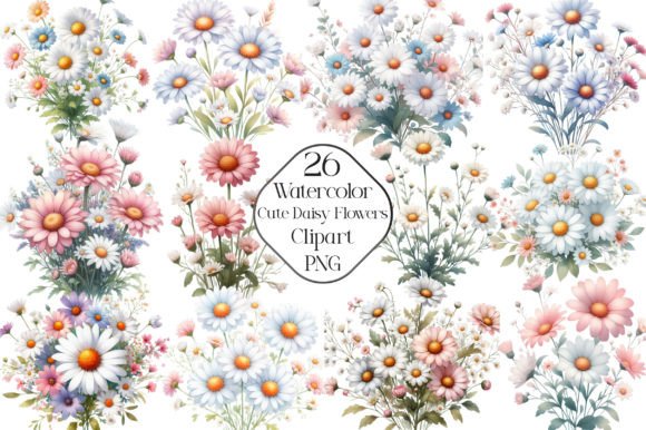 Download Watercolor Daisy Cute Flowers Clipart - Cute Collection