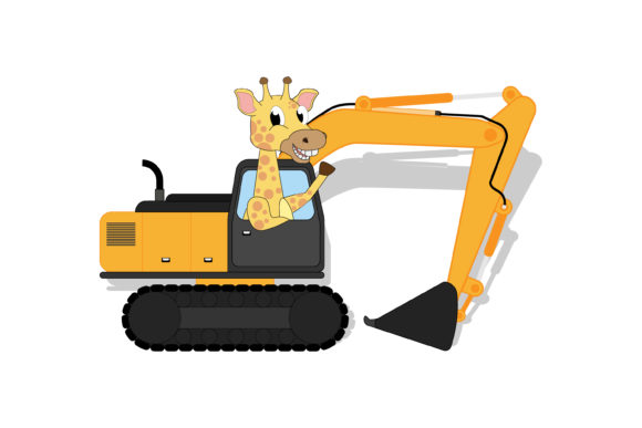 Download Cute Giraffe Cartoon Ride Excavator - Cute Collection