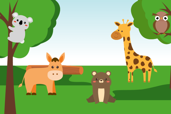 Download Cute Jungle Animals in Cartoon Style - Cute Collection