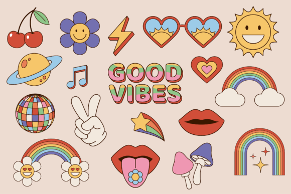 Download Vintage, Retro, Hippie Style Icons - Icons Collection