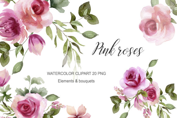 Download Watercolor Flowers Pink Rose Clipart - Premium Resources