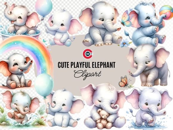 Download Cute Elephant Fun Watercolor Clipart - Cute Collection