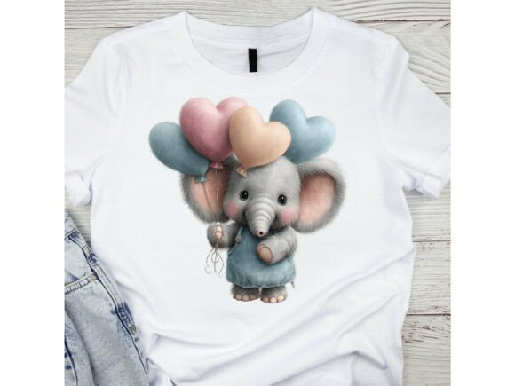 Download 12 PNGs Cute Elephant with Heart Balloon - Cute Collection
