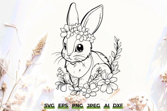 Download Cute Easter Floral Bunny SVG Sublimation - Cute Collection