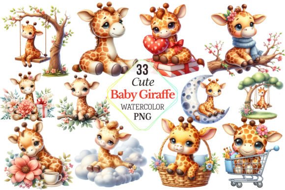 Download Watercolor Cute Baby Giraffe Clipart - Cute Collection