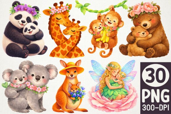 Download Cute Animal Family Clipart Bundle PNG - Cute Collection
