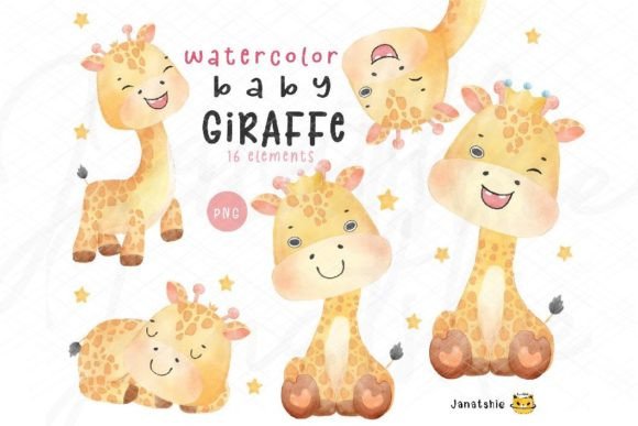 Download Cute Baby Giraffe Watercolor Clipart PNG - Cute Collection