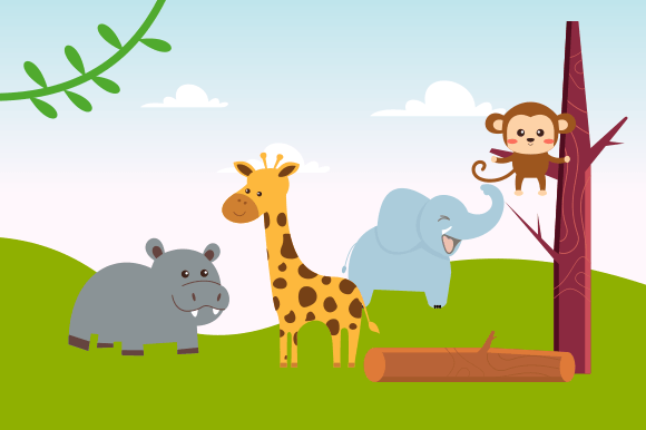 Download Cute Jungle Animals in Cartoon Style - Cute Collection