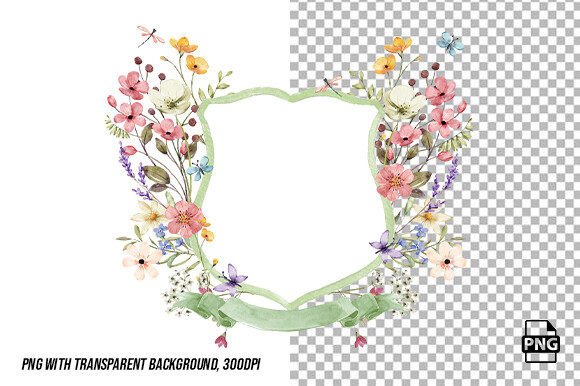 Download Watercolor Crest Boho Floral PNG - Premium Bundle