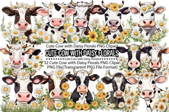 Download Cute Cow with Daisy Florals Sublimation - Cute Collection