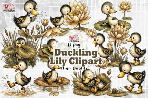 Download Cute Duckling Lily Clipart PNG - Cute Collection