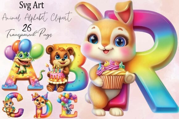 Download Cute Animal Alphabet Clipart PNG Bundle - Cute Collection